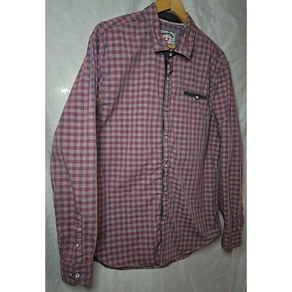 Thread & Cloth Men's XL L/S Red/Black Plaid Casual Button Down - Picture 2 of 8